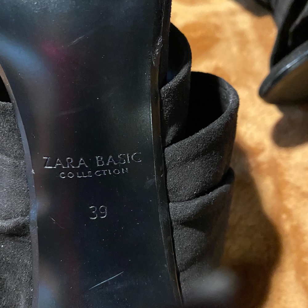 Zara Basic Collection Black Strappy Heels Size 39 - image 3